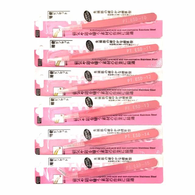 Pinset Tweezers Pinset Lurus Pinset Bengkok PT ESD-13 PINK Besi Paking