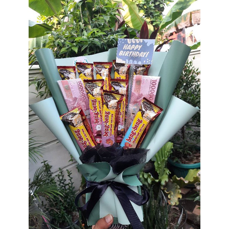 buket coklat dan uang/buket uang/buket bunga/buket coklat/buket bengbeng