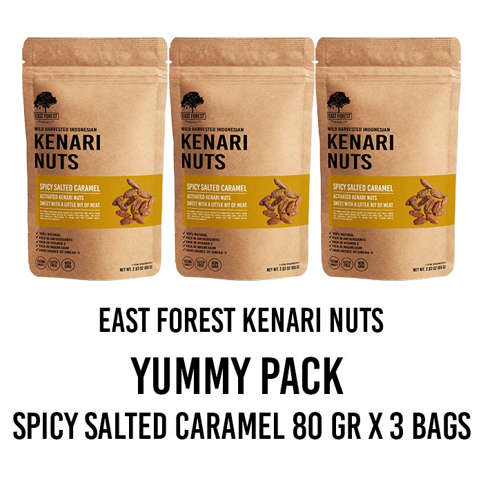 

East Forest Kenari Nuts Yummy Pack Spicy Salted Caramel 80 - 3 Bags