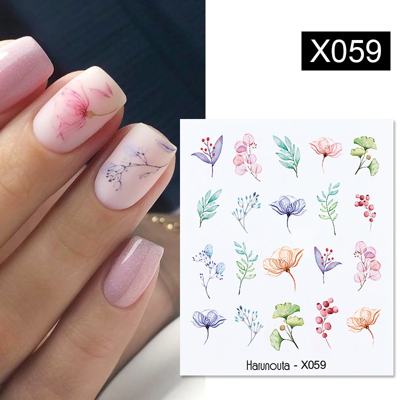 Harunouta Stiker Decal Transfer Air Motif Buah / Bunga / Daun Untuk Dekorasi Nail Art / Kutek Gel UV