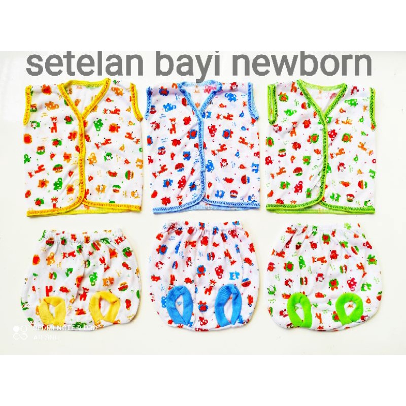 Setelan Bayi Panjang Pendek Kutung Motiv Animal Murah ECER 1 Stel