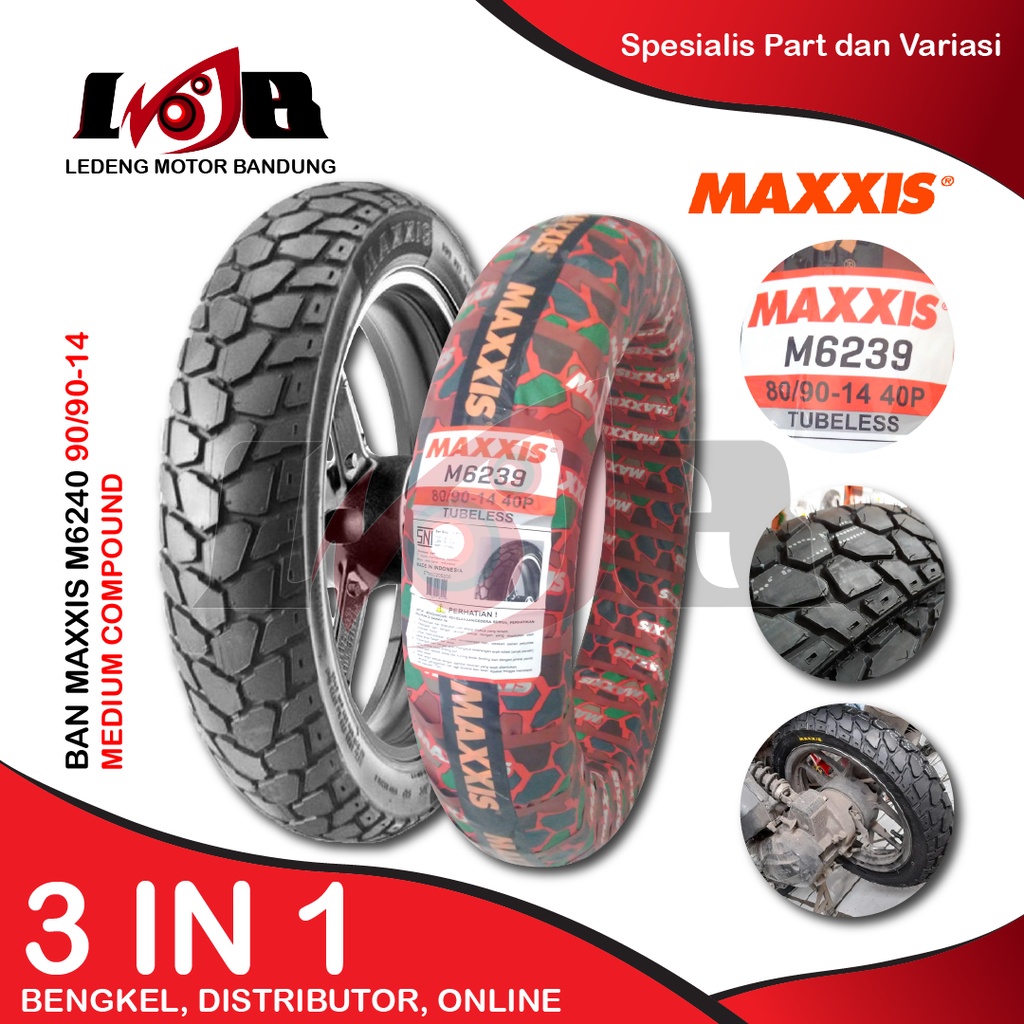 Ban Maxxis M6240 90/90-14 Ban Luar Motor Matic Tubeless Dual Purpose Ring 14 Rear