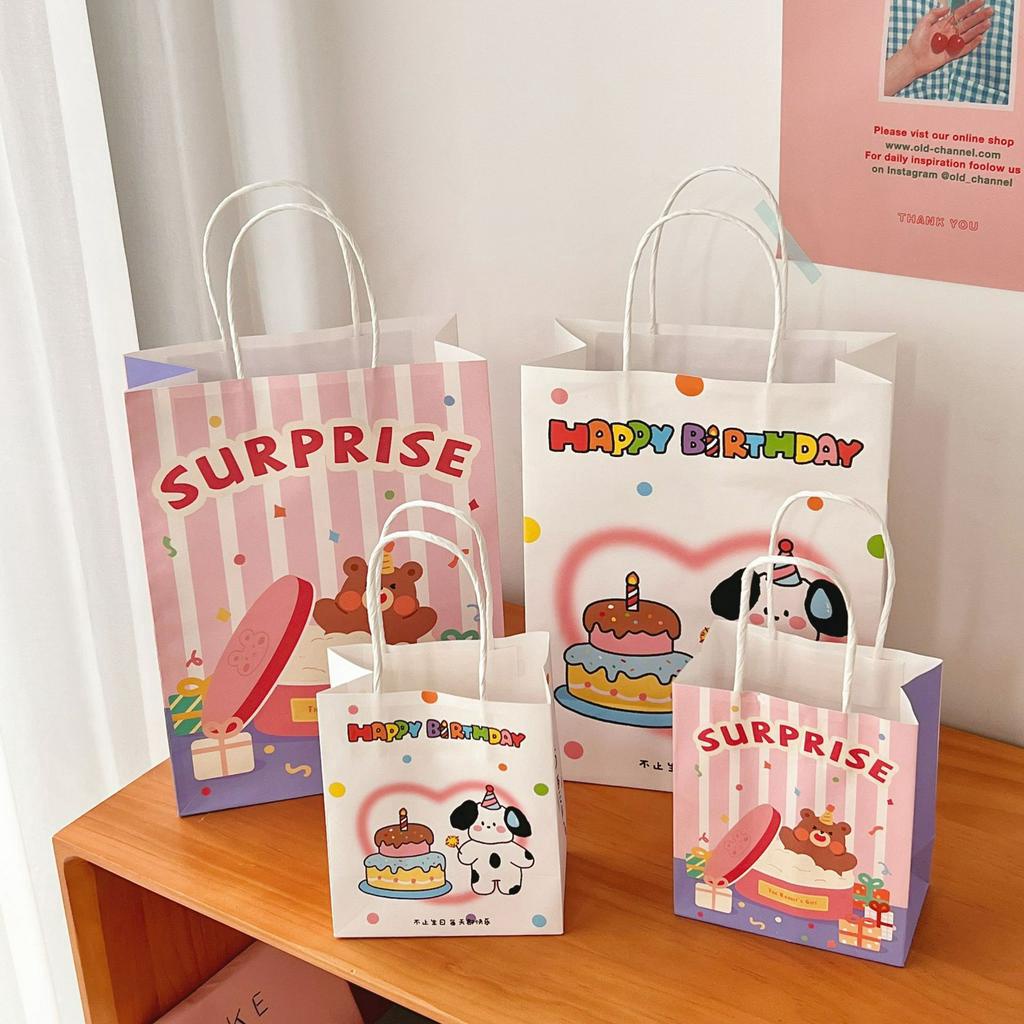 Paper Bag Lucu Unik Tas Pembungkus Kado / Hadiah / Gift Kemasan Kertas Model Tas Untuk Souvenir Kado Ulang Tahun Anak Shopping Bag Tas Tenteng / Jining Packaging Bag Birthday Gift Bag Storage Bag Goodiebag