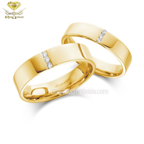 Cincin Couple Emas Berlian Eropa Eropa ASLI ORIGINAL Putih Kawin Nikah Tunangan Pria Wanita JHEERIO