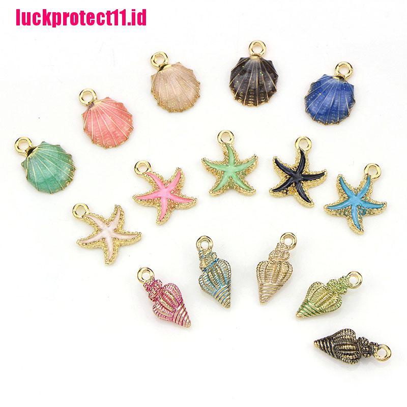 15 Pcs Liontin Enamel Bentuk Bintang Laut Dan Keong Untuk Kerajinan Perhiasan Charms