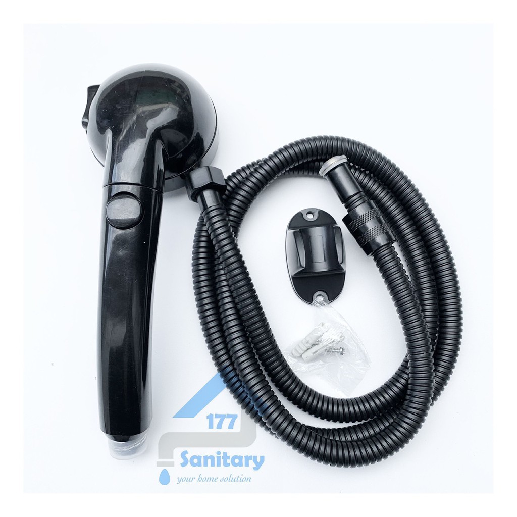 Hand shower HITAM 3in1 ON OFF Fio 19001b-HandShower black super saving  shower mandi turbo hemat air bulat 3 in 1 tekanan turbo semprotan halus /A87