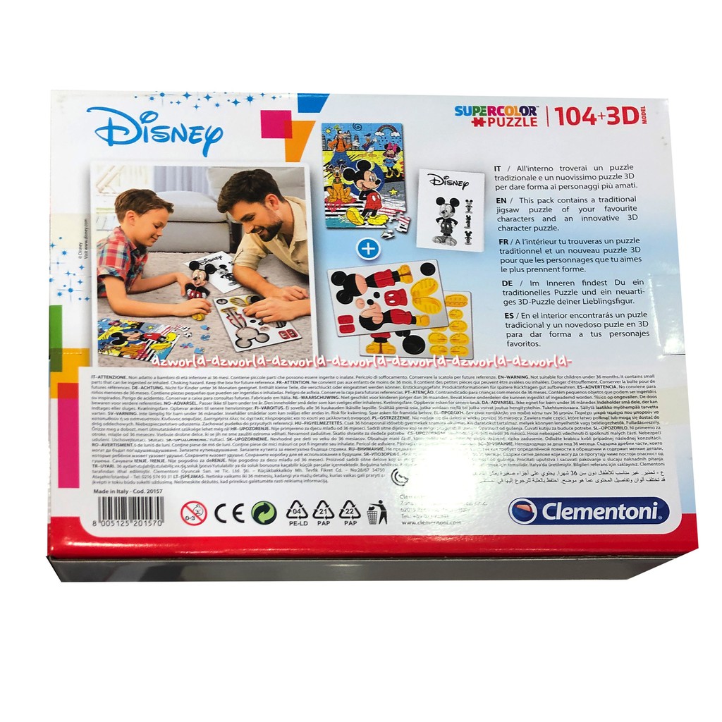 Clementoni Disney Mickey Mouse Super Color Puzzle Mainan Puzzle Untuk Anak Usia 6 Tahun Keatas