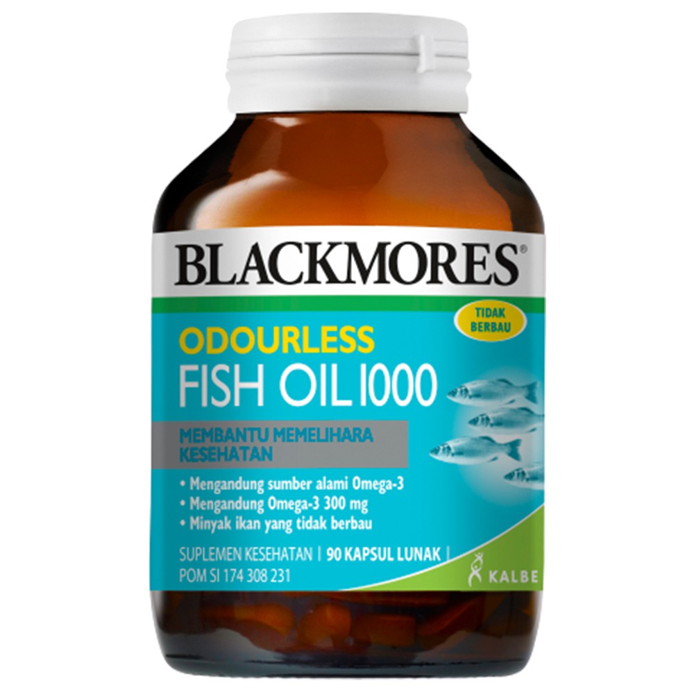 BLACKMORES ODOURLESS FISH OIL OMEGA 3 1000 MG 6 9 MINYAK IKAN DHA JANTUNG KOLESTEROL SENDI 90 KAPSUL