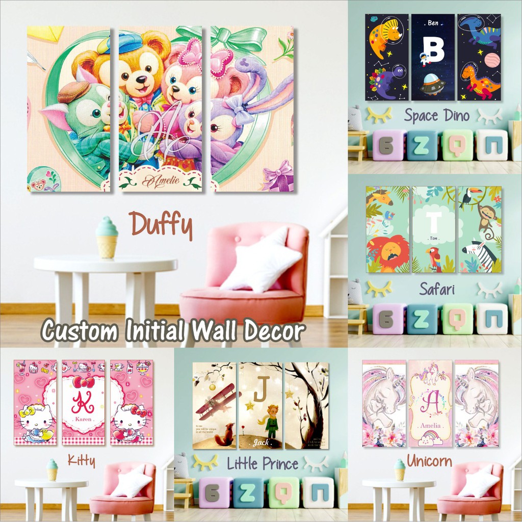 Hiasan Dinding Set Isi 3 Custom Inisial Nama Nursery Wall Decor Pajangan Rumah Kamar Anak