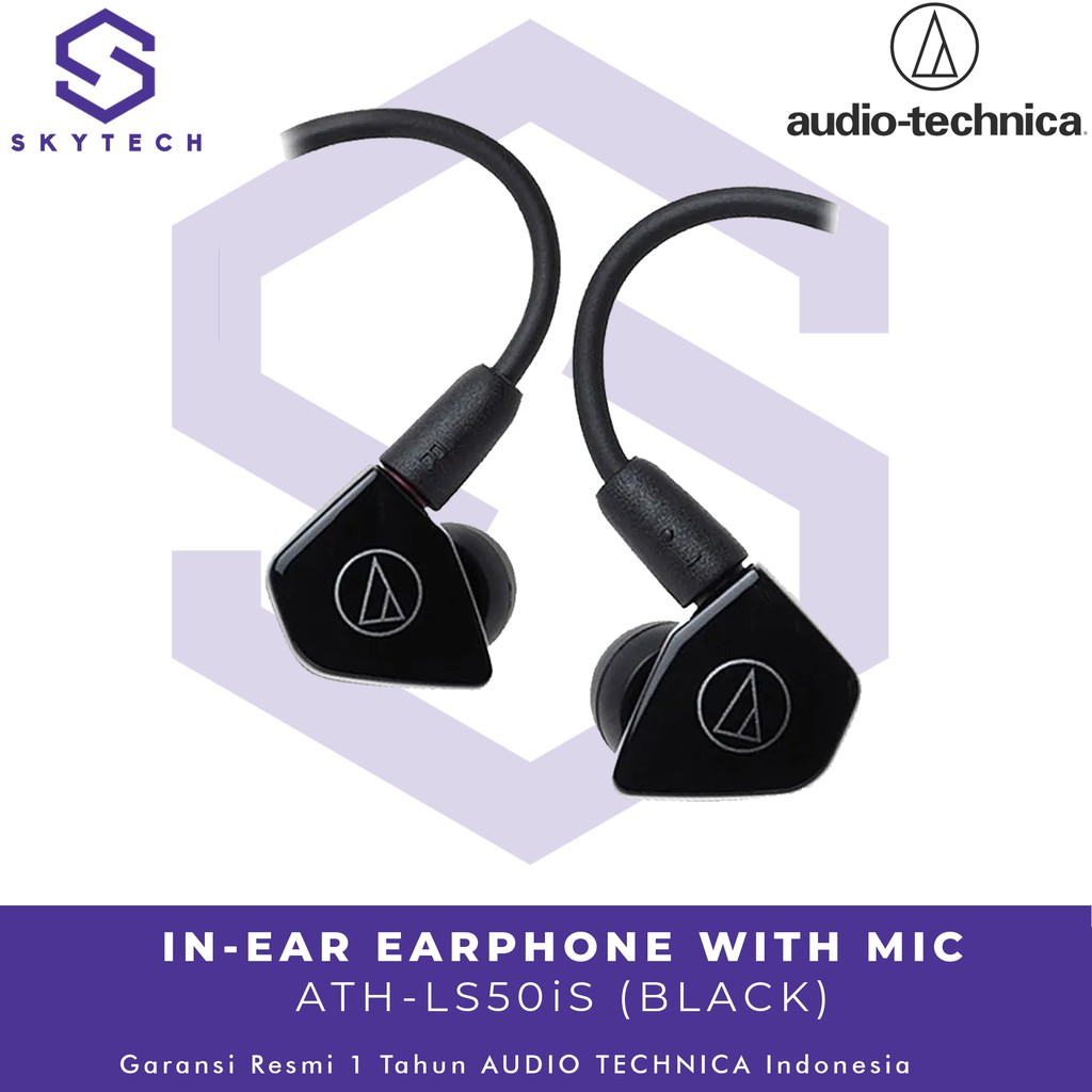 EARPHONE MIC AUDIO TECHNICA LS50iS BLACK ORIGINAL GARANSI RESMI