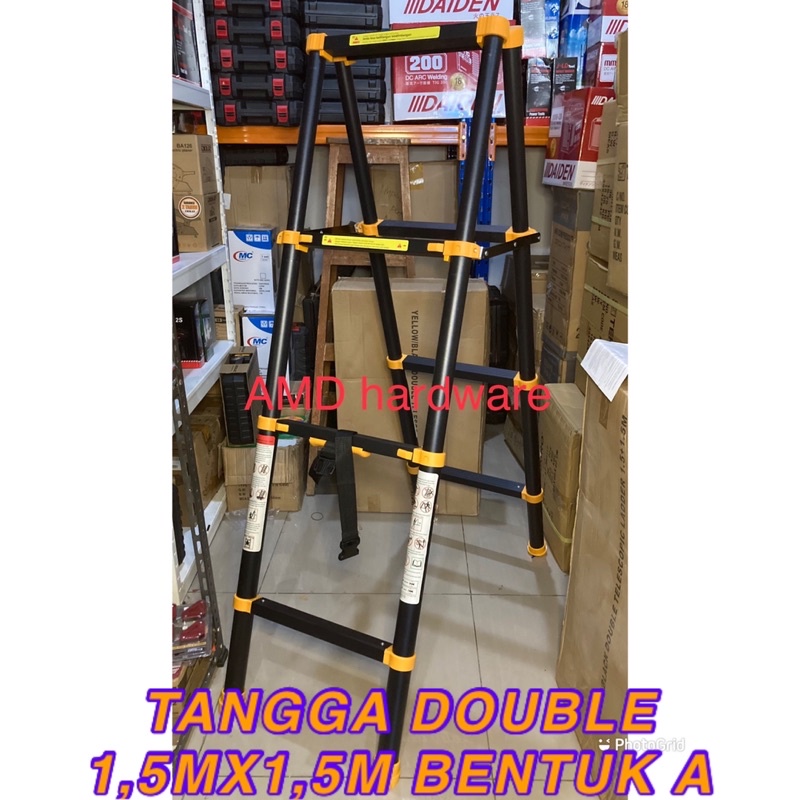 TANGGA TELESKOPIK DOUBLE 1,5M+1.5M LADDER TELESCOPIC 1,5Meter X 1.5 Meter Bentuk A Kualitas Premium 