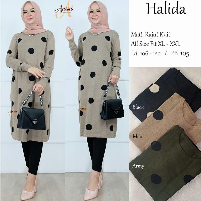 COD READY ATASAN RAJUT WANITA - TUNIK RAJUT IMPORT PREMIUM - HALIDA TUNIK BY ANISA
