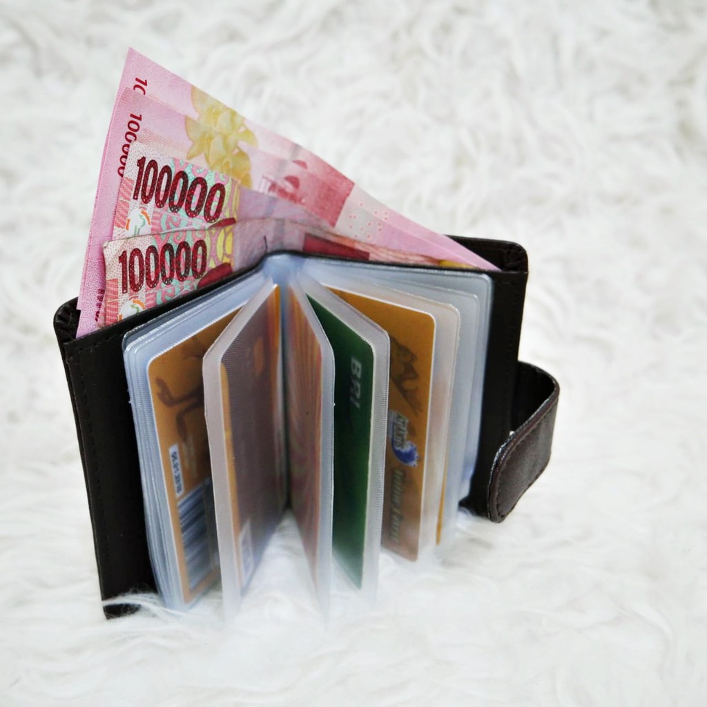 Dompet kartu Kancing 1 slot kartu 14 ada slot uang Kertas Murah Import Wanita Pria THR