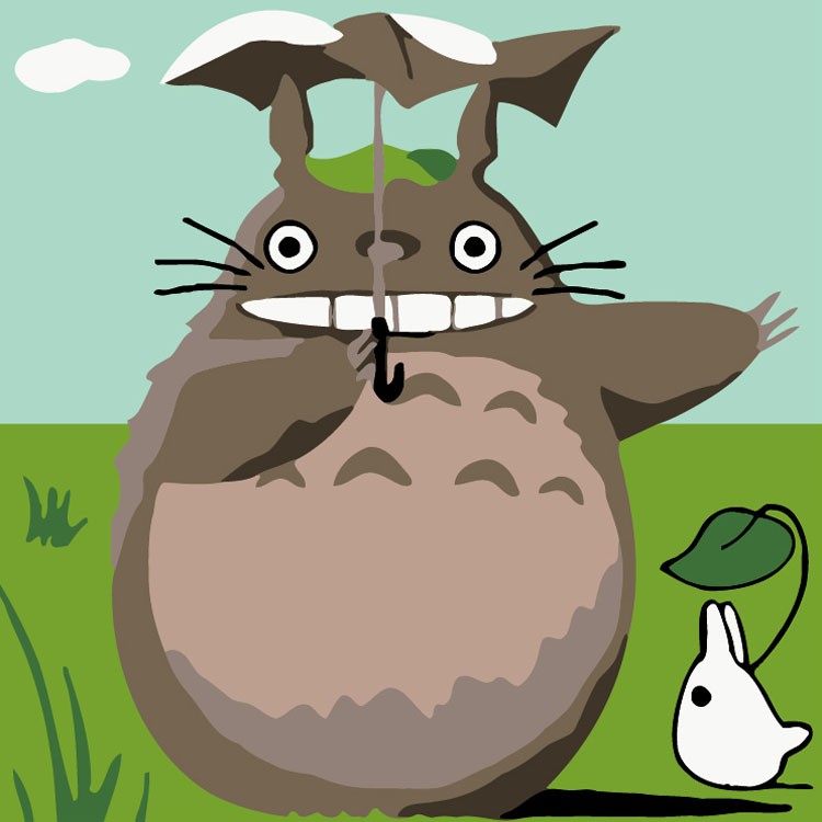 Klfrever11 Lukisan Kanvas Cat Minyak Diy Gambar Totoro Ukuran 20x20cm Untuk Anak Shopee Indonesia