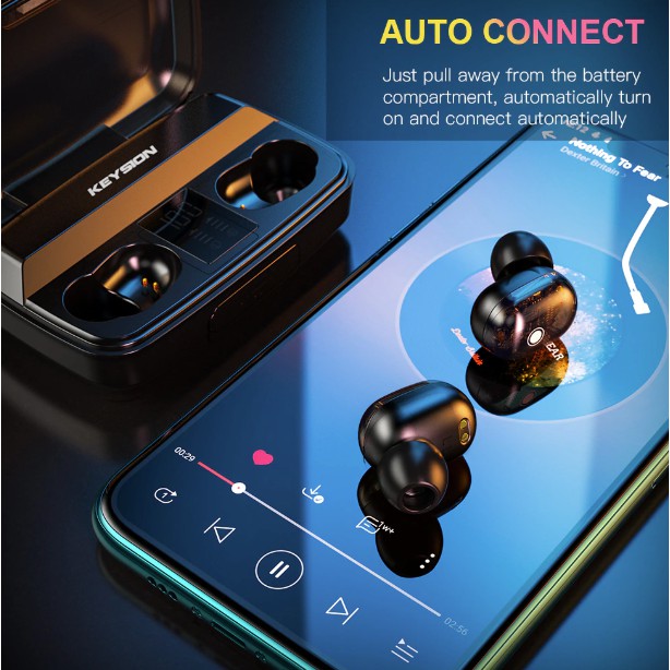 KEYSION Wireless Bluetooth 5.0 Earphone ear pod Mini In-ear Sports - bergaransi 6 bulan