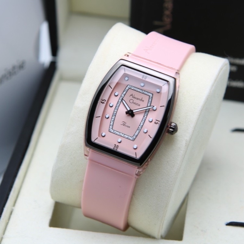 Jam Alexandre Christie Wanita AC2847LH AC2847 AC 2847 2847 Pink Rubber Original & Bergaransi