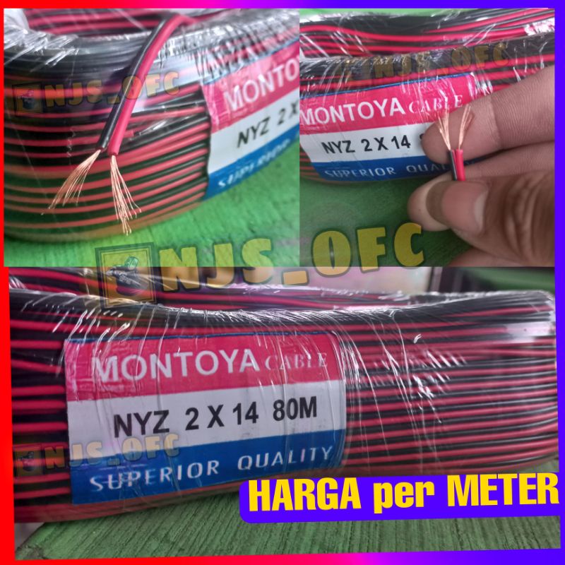 KABEL serabut 2x14 (ISI 14 SERABUT TEMBAGA ASLIIII) HARGA perMETER KABEL LISTRIK GANDA