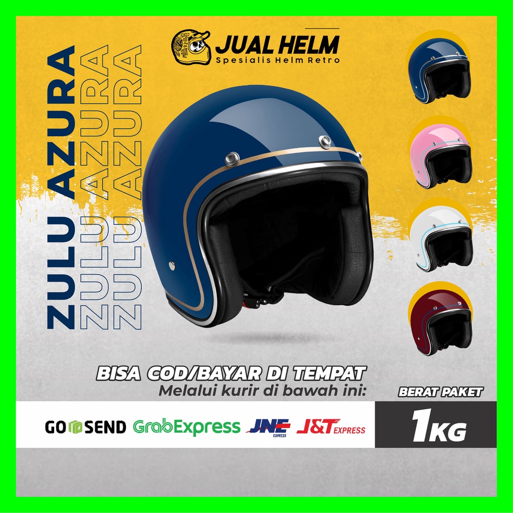 HELM RETRO ZULU AZURA  LIST CHROME ( Bogo / Vespa / Klasik )