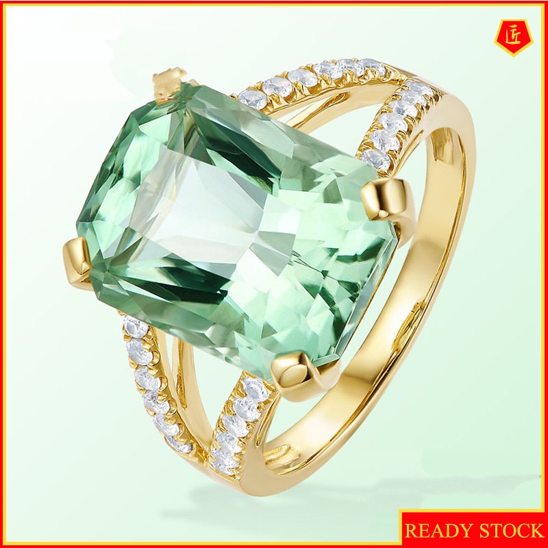 [Ready Stock]Fashion Elegant Inlaid Green Tourmaline Ring