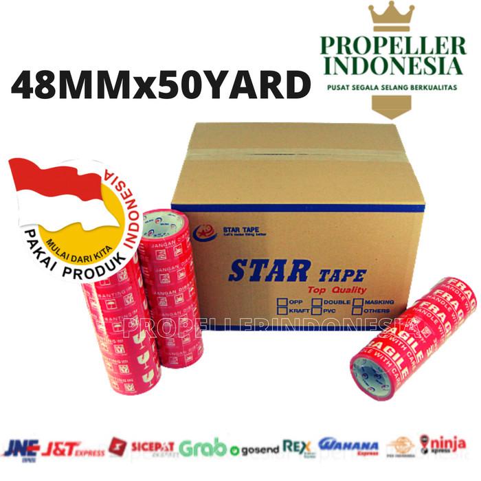 

LAKBAN STAR TAPE FRAGILE 48MMx50YARD @72ROLL/PERDUS Berkualitas
