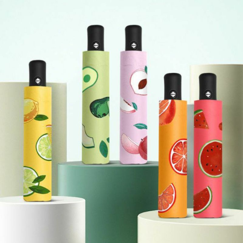 PAYUNG LIPAT UV MOTIF BUAH BUKA OTOMATIS UV PROTECTION