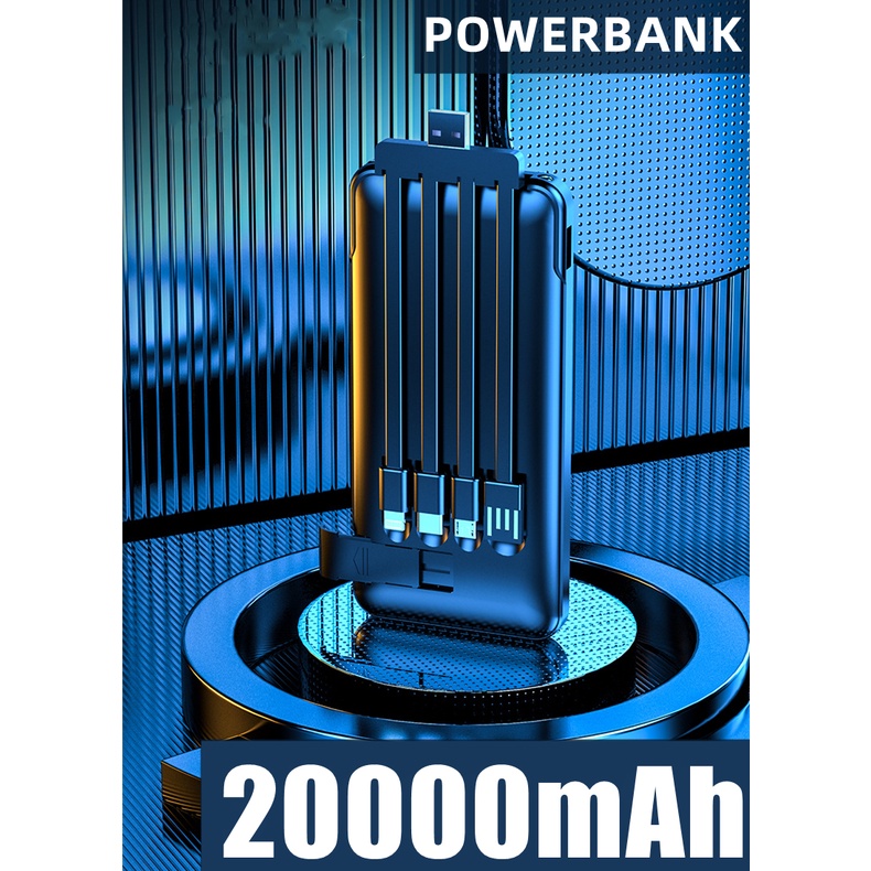 Powerbank 20000mAh 4 Cables Power Bank pawer bank original 100% ori Fast Charging Full Capacity Port