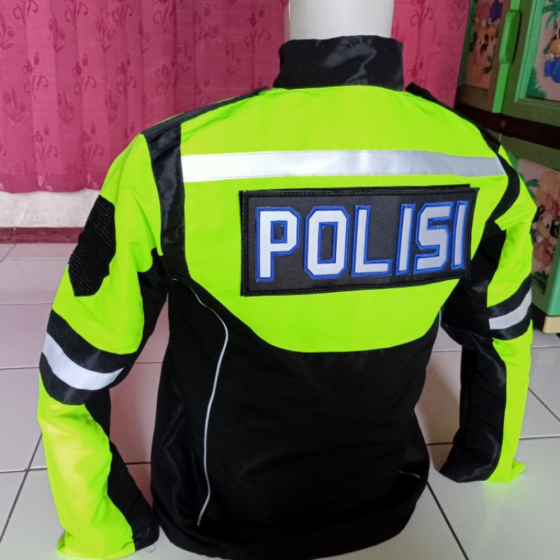 JAKET POLISI BAHAN TASLAN FULL ATRIBUT DEPAN BELAKANG GRATIS NAMA