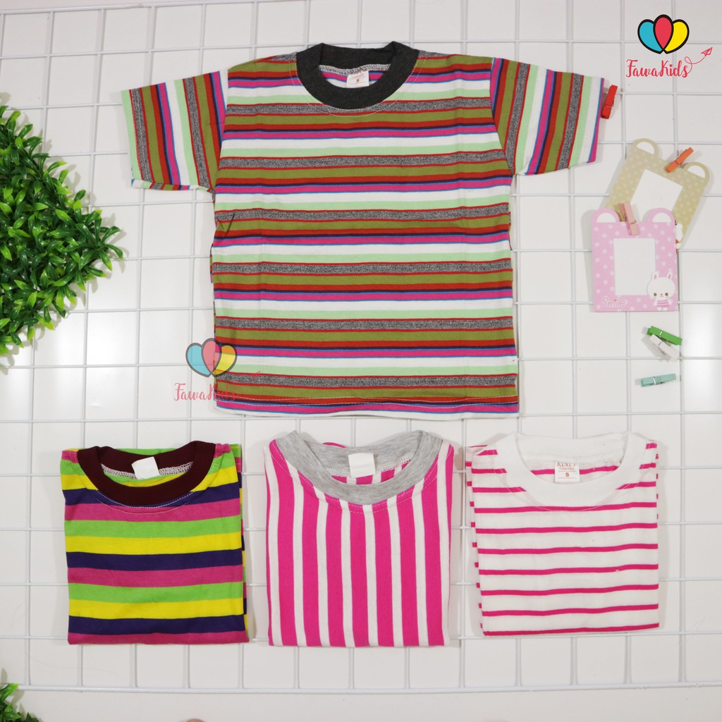 Kaos Geulis uk 5-6 th / Kaos Anak Cewek Baju Anak Kaos Salur Kaos Lengan Anak Kaos Murah