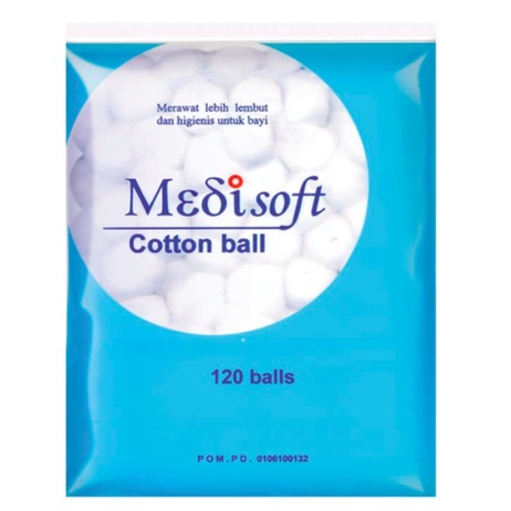 Medisoft Cotton Ball 120 Balls | Biru 75g / Hijau 120g Kapas Bola Kapas Medis Kapas Wajah Kapas Bayi