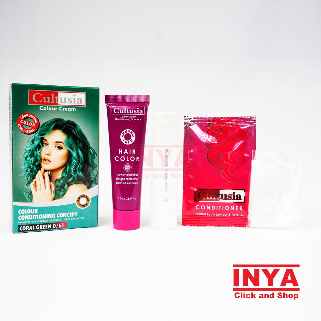 CULTUSIA COLOUR CREAM CORAL GREEN 0/61 20gr+30ml+20ml - Semir Rambut