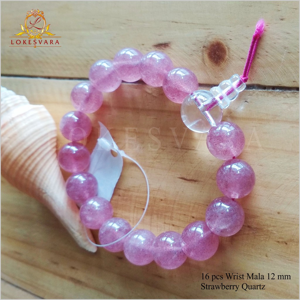 Gelang Batu Crystal Strawberry Quartz