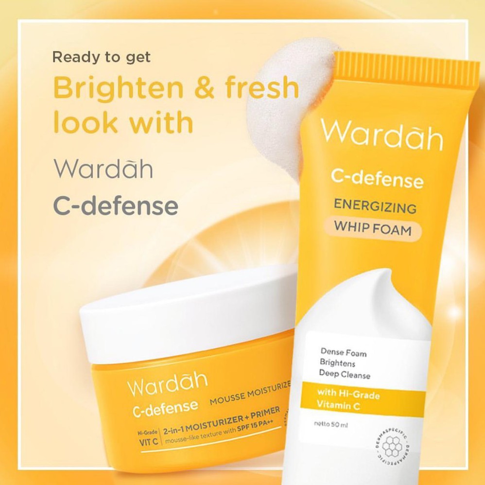 WARDAH C DEFENSE | Whip Creamy Wash DD Cream Serum Face Mist Mask Moisturizer