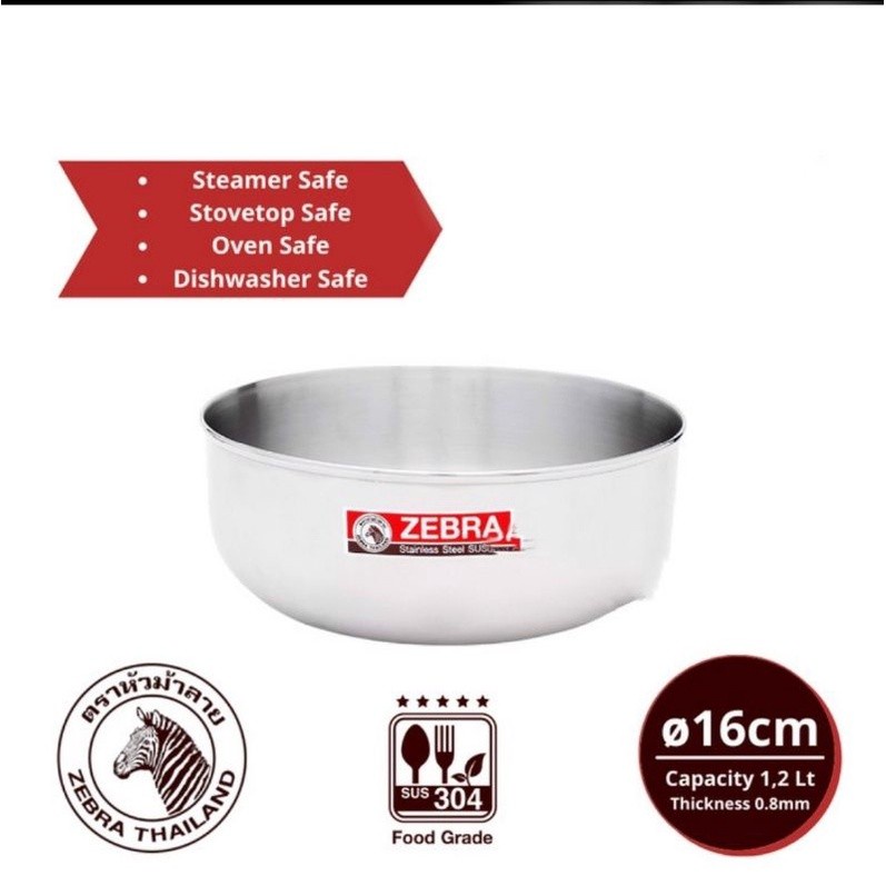 Mangkok Stainless Zebra 12cm 16cm / Water Bowl