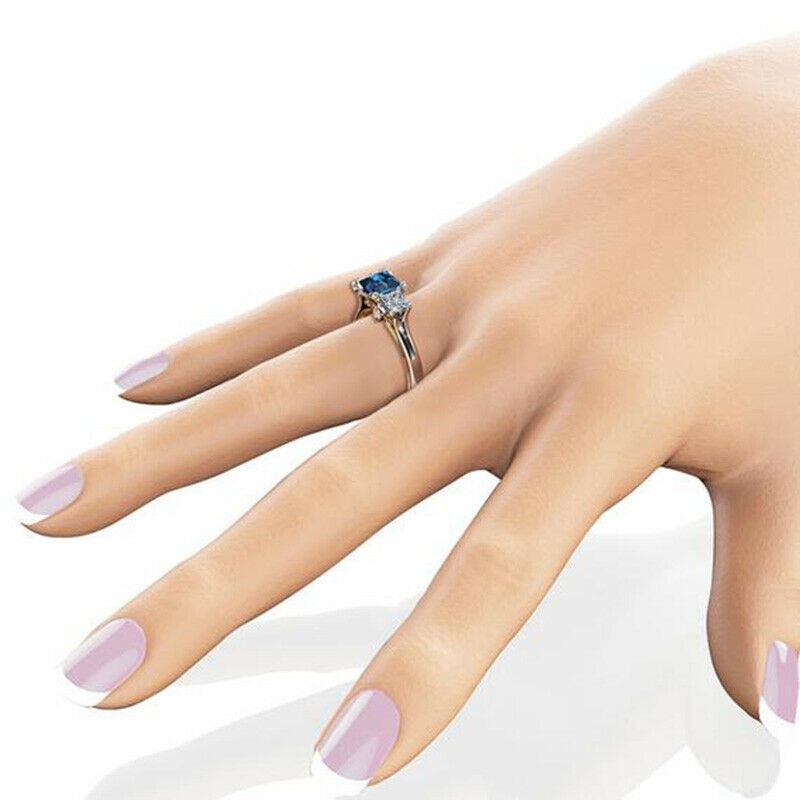 Hu Hu Hu Hu Hu Alat Bantu Pasang Kacamata♡ Cincin Wanita Hias Sapphire Imitasi Bentuk Persegi Untuk Pernikahanlamaranhadiah