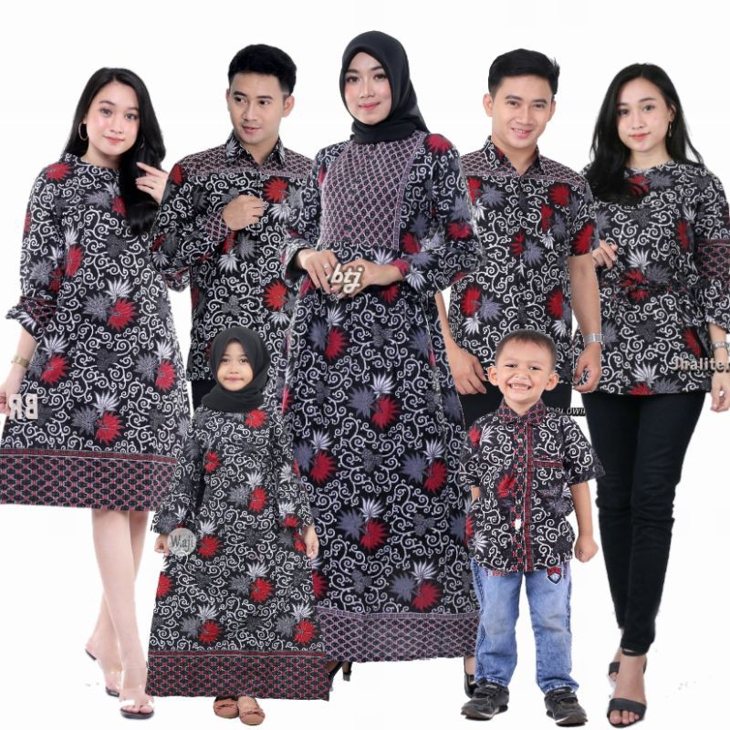 BATIK KELUARGA - BATIK COUPLE KELUARGA MUSLIM SOGAN FAMILY AYAH IBU ANAK BATIK SET FAMILY