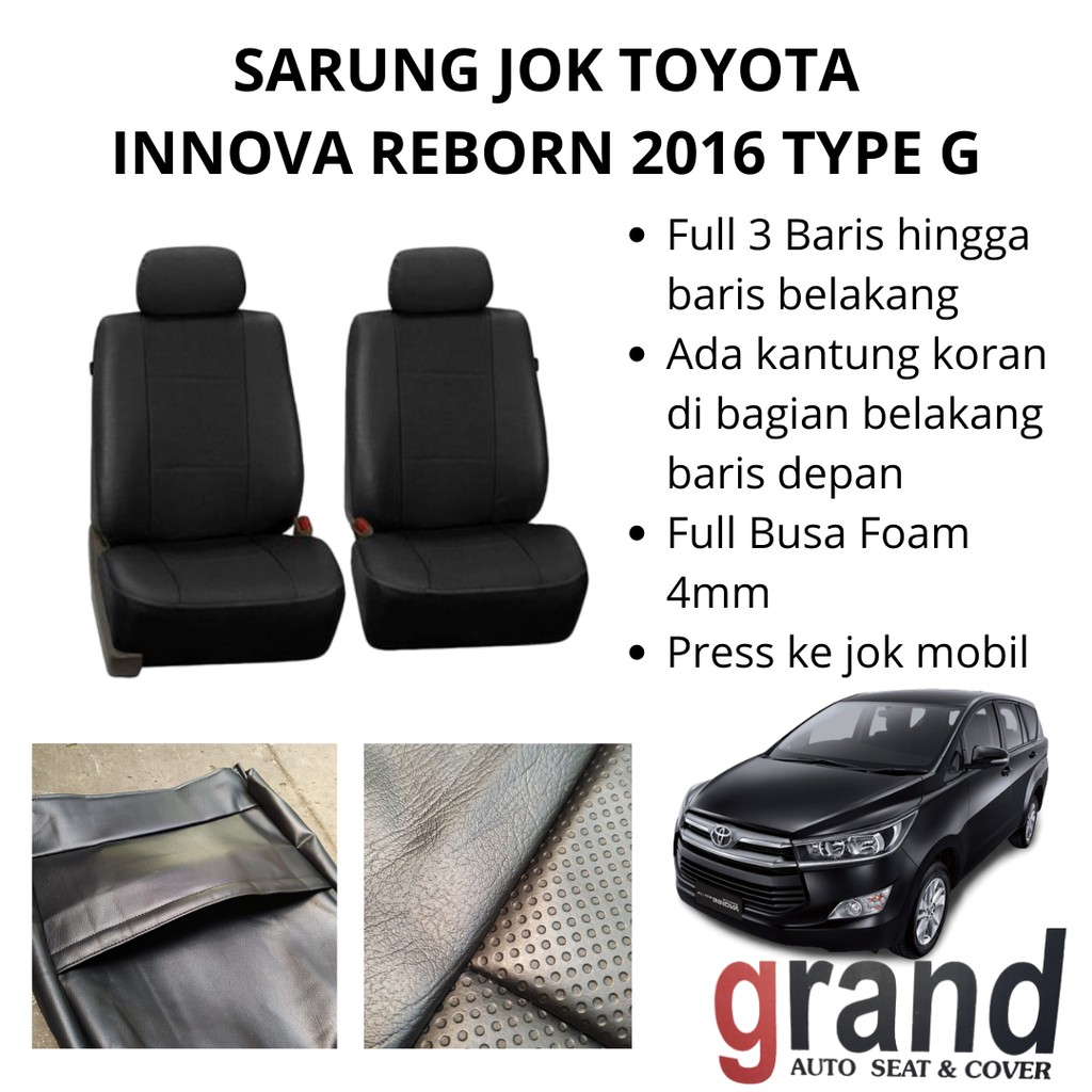 Sarung Jok Cover Jok Toyota Innova Reborn 2016 Type G Original Grand - Abu-abu