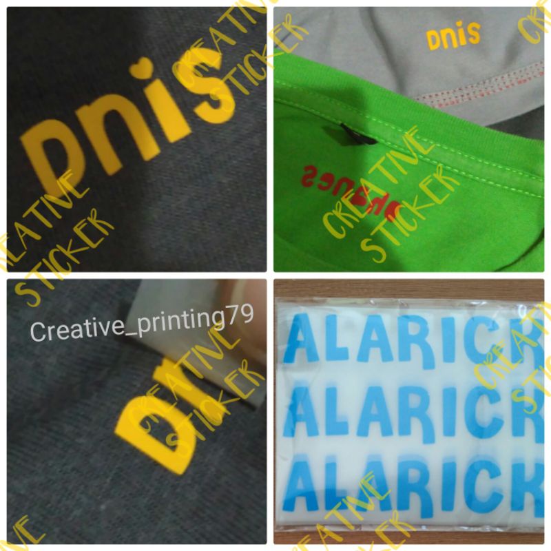 

Label Nama Baju model cutting sticker bahan seperti sablon