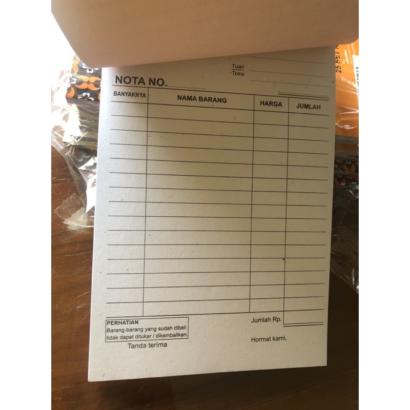 Nota Kontan NCR 2 ply 25 set rangkap 2