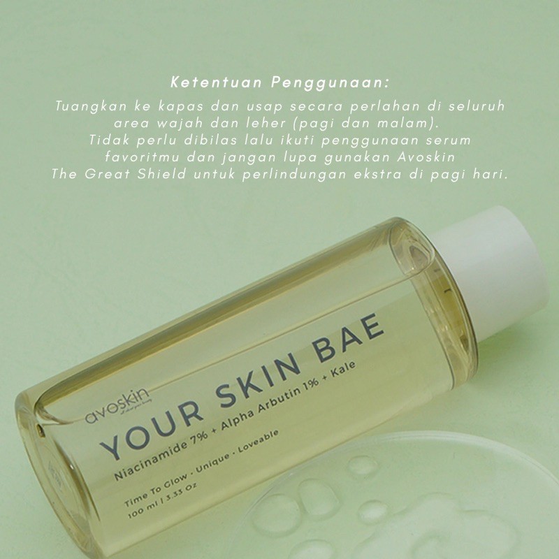 AVOSKIN Your Skin Bae Niacinamide 7% + Alpha Arbutin 1% + Kale Indonesia / Avo Skin / Time To Glow