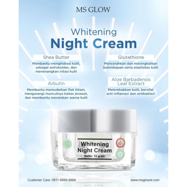 WHITENING NIGHT CREAM MS GLOW/WHITENING/MSGLOW/ORIGINAL