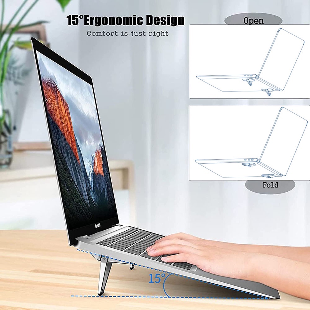 Stand Laptop Mini Portable Bahan Aluminum Alloy Bisa Dilipat