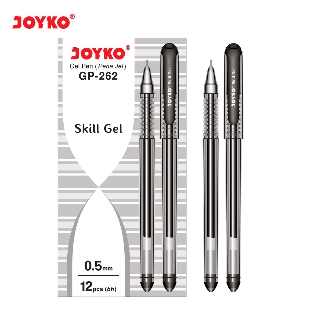 

Gel Pen Pulpen Pena Joyko GP-262 Black Skill Gel 0.5 mm 1 Box 12 Pcs / Joyko Original