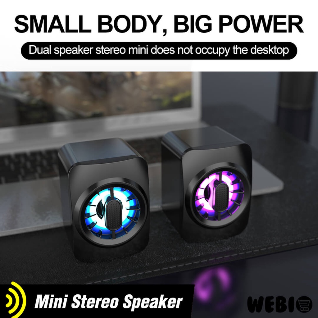 Speaker USB A10 Spiker Game Kecil Mini RGB Speker Gaming Laptop PC Komputer Full Bass Murah Portabel