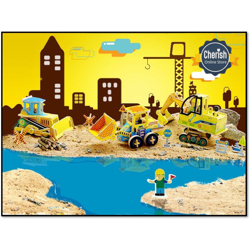 3D Wooden Puzzle Engineering - Kendaraan Konstruksi BULLDOZER - A002