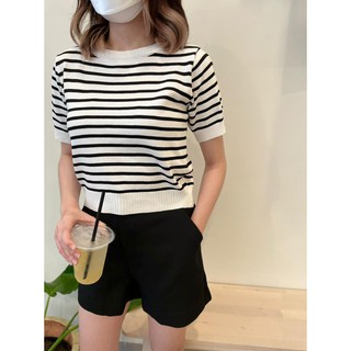 Pluffyschoice Jennie Stripe Knit Top Baju Rajut Korea Pluffyschoice Jennie Stripe Knit Top Baju Rajut Korea