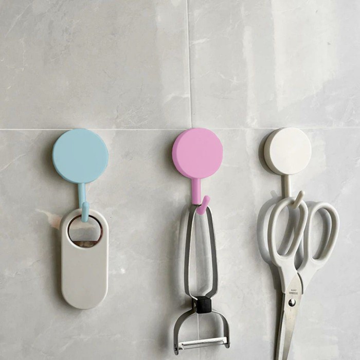 BOP GANTUNGAN HOOK BAJU SINGLE MACARON BULAT TEMPEL DINIDING / WALL HOOK STIKER KAIT TEMPELAN KUAT SERBAGUNA MULTIFUNGSI