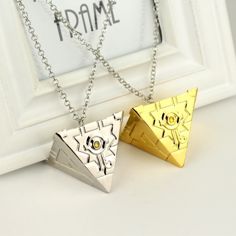 New men's fashion game king pyramid building block eye pendant necklace anime jewelry