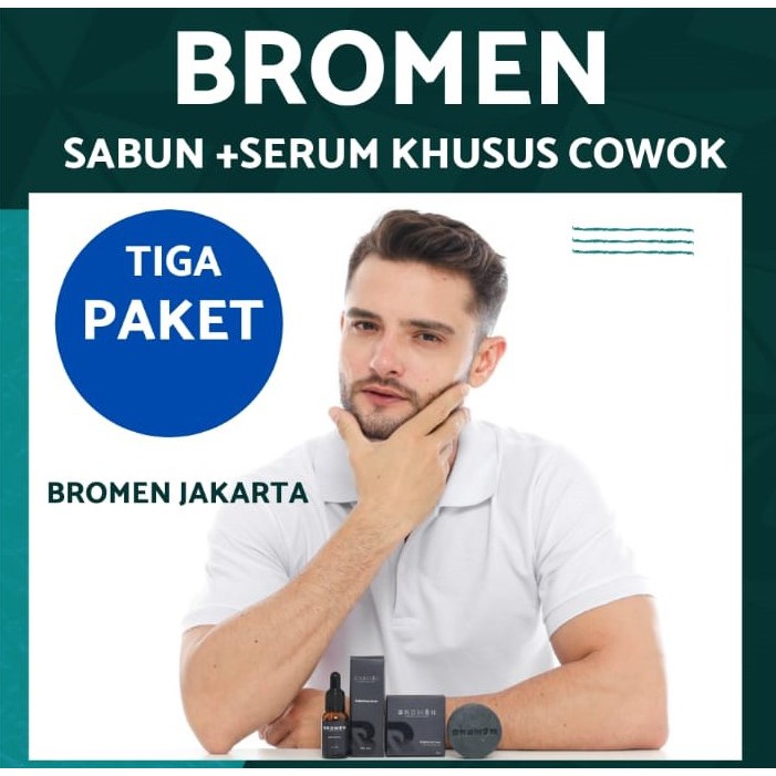 PAKET 3 - BROMEN [ 3Sabun + 3 Serum] BRIGHTENING PERAWATAN COWO