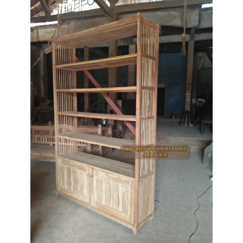 furnitur murah rak buku rak bunga / boneka dari kayu jati jeoara