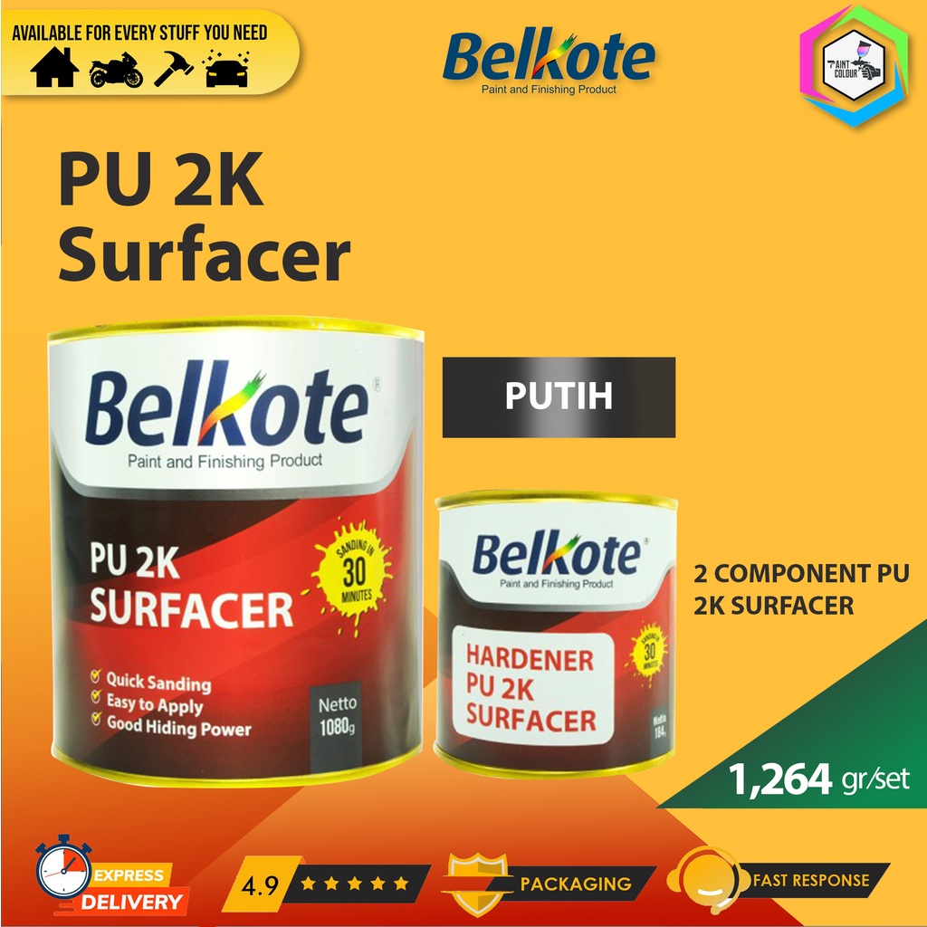 Belkote Epoxy PU 2K Filler Surfacer Cat Dasar Epoksi WHITE/ PUTIH 1kg